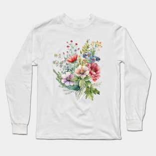 Watercolor wildflowers Color Long Sleeve T-Shirt